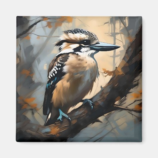 Charmant lachen: Kookaburra in olieverf Magneet (Voorkant)