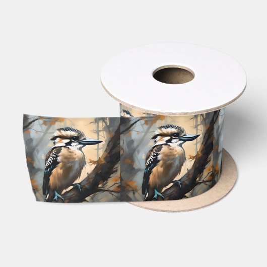 Charmant lachen: Kookaburra in olieverf Satijnen Lint (Spoel)