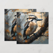 Charmant lachen: Kookaburra in olieverf Save The Date (Voorkant / Achterkant)