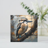 Charmant lachen: Kookaburra in olieverf Save The Date (Staand voorkant)