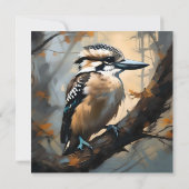 Charmant lachen: Kookaburra in olieverf Save The Date (Achterkant)