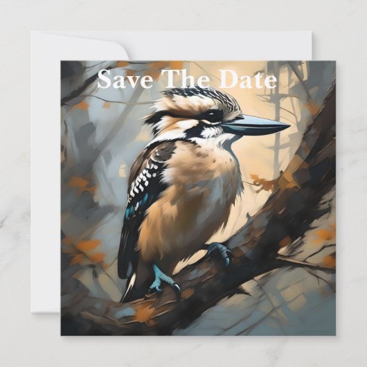 Charmant lachen: Kookaburra in olieverf Save The Date (Voorkant)
