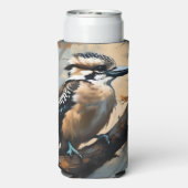 Charmant lachen: Kookaburra in olieverf Seltzer Blikjeskoeler (Seltzer Achterkant)