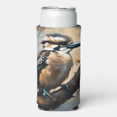 Charmant lachen: Kookaburra in olieverf Seltzer Blikjeskoeler (Seltzer Voorkant)
