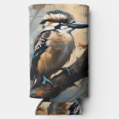 Charmant lachen: Kookaburra in olieverf Seltzer Blikjeskoeler (Achterkant)