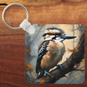 Charmant lachen: Kookaburra in olieverf Sleutelhanger (Voorkant)