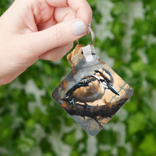 Charmant lachen: Kookaburra in olieverf Sleutelhanger (Hand)