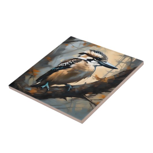 Charmant lachen: Kookaburra in olieverf Tegeltje (Zijkant)
