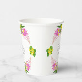 Charmant Levendig Geel Roze Wildflower Script Papieren Bekers (Rechts)