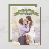 Charmant lint Save the Date - Groen Aankondigingskaart (Voorkant / Achterkant)