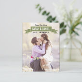 Charmant lint Save the Date - Groen Aankondigingskaart (Staand voorkant)