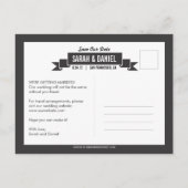 Charmant lint Save the Date - Zwart Aankondigingskaart (Achterkant)