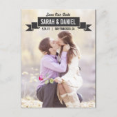 Charmant lint Save the Date - Zwart Aankondigingskaart (Voorkant)