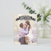 Charmant lint Save the Date - Zwart Aankondigingskaart (Staand voorkant)