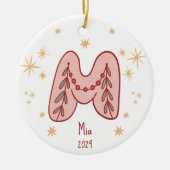 Charmant M-ontwerp met sterrenpatroon Keramisch Ornament (Voorkant)