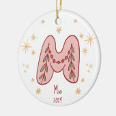 Charmant M-ontwerp met sterrenpatroon Keramisch Ornament (Links)