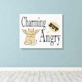 Charmant maar boos klein duivel kat grappig citaat canvas afdruk (Insitu (Houten vloer))