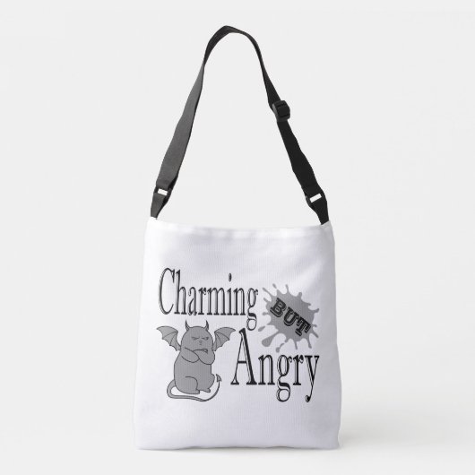 Charmant maar boos klein duivel kat grappig citaat crossbody tas (Achterkant)