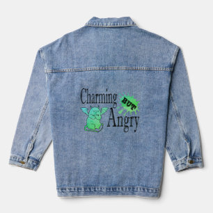 Charmant maar boos klein duivel kat grappig citaat denim jacket