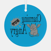 Charmant maar boos klein duivel kat grappig citaat glas ornament (Achterkant)