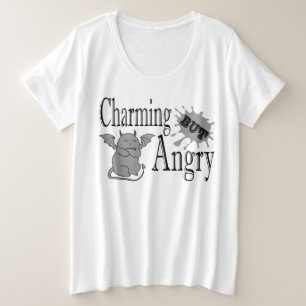 Charmant maar boos klein duivel kat grappig citaat grote maat t-shirt