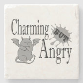 Charmant maar boos klein duivel kat grappig citaat stenen onderzetter (Voorkant)