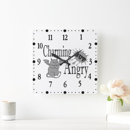 Charmant maar boos klein duivel kat grappig citaat vierkante klok (Huis)