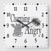 Charmant maar boos klein duivel kat grappig citaat vierkante klok (Voorkant)