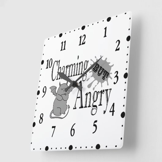 Charmant maar boos klein duivel kat grappig citaat vierkante klok (Hoek)