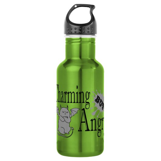 Charmant maar boos klein duivel kat grappig citaat waterfles (Voorkant)