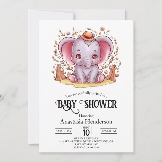 Charmant magisch olifant digitaal Baby shower Kaart (Voorkant)