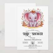 Charmant magisch olifant digitaal Baby shower Kaart (Voorkant / Achterkant)