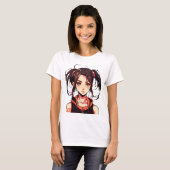 Charmant Manga Meisje: Anime Vector Illustratie T-shirt (Voorkant volledig)