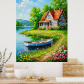 Charmant meerhuis met een boot poster (Keuken)
