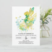 Charmant meisje fee verjaardag kaart (Staand voorkant)