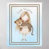 Charmant meisje met Baby Leopard Wall Art Poster (Voorkant)