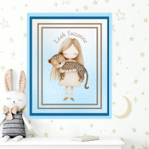 Charmant meisje met Baby Leopard Wall Art