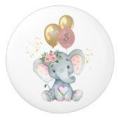 Charmant meisje olifant roze ballonnen hart keramische knop (Voorkant)