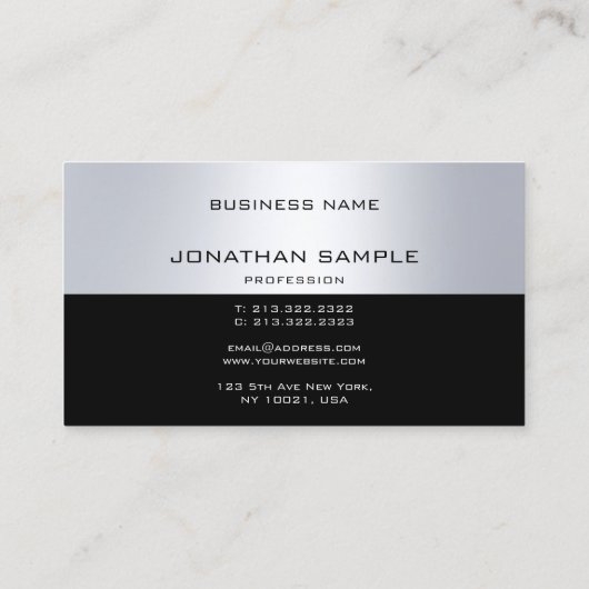 charmant Monogram Modern Silver Watch Plain Luxury Visitekaartje (Achterkant)