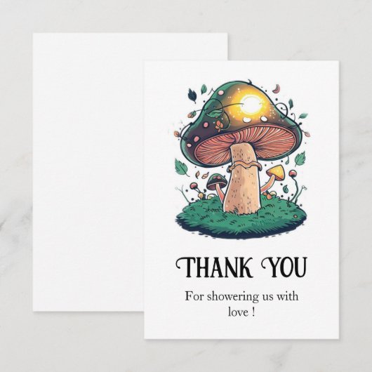 Charmant mooi paddenstoel Baby shower Bedankkaart (Voorkant / Achterkant)