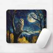 charmant Nachtnacht, Wise Owl en Full Moon - Muismat (Met muis)