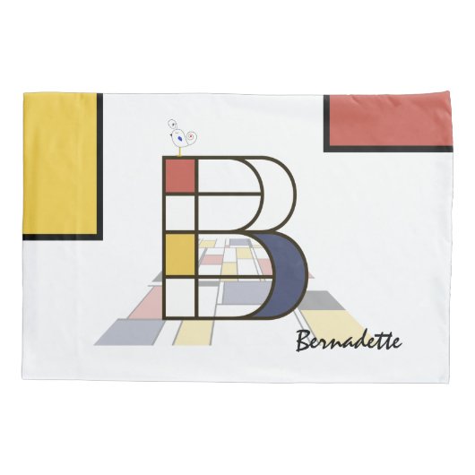 Charmant neoplasticisme Art Monogram. Brief B Kussensloop (Achterkant)