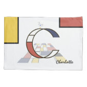 Charmant neoplasticisme Art Monogram. Brief C Kussensloop (Achterkant)