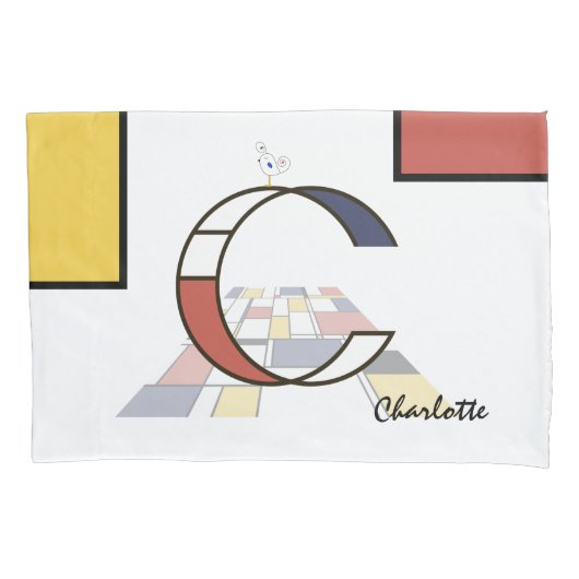 Charmant neoplasticisme Art Monogram. Brief C Kussensloop (Voorkant)