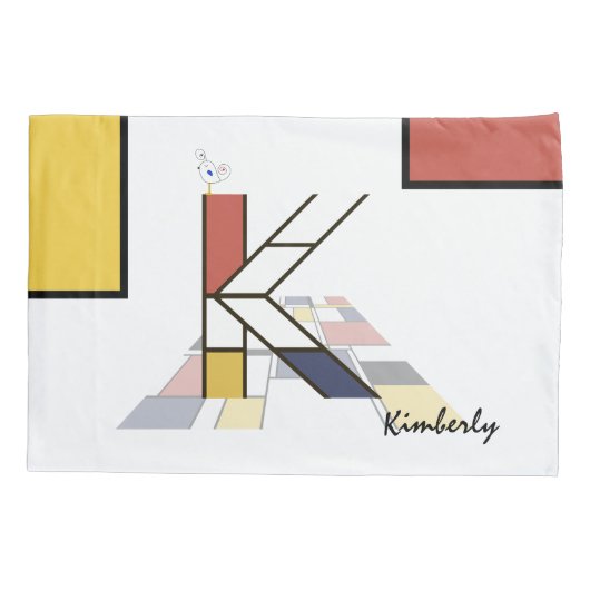 Charmant neoplasticisme Art Monogram. Brief K Kussensloop (Achterkant)