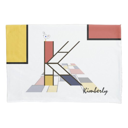 Charmant neoplasticisme Art Monogram. Brief K Kussensloop (Voorkant)