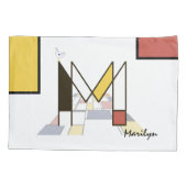Charmant neoplasticisme Art Monogram. Brief M Kussensloop (Achterkant)