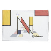Charmant neoplasticisme Art Monogram. Brief N Kussensloop (Achterkant)
