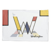 Charmant neoplasticisme Art Monogram. Brief W Kussensloop (Achterkant)