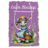 Charmant Paarse  Meisje Paashaas Medium Cadeauzakje (Voorkant)